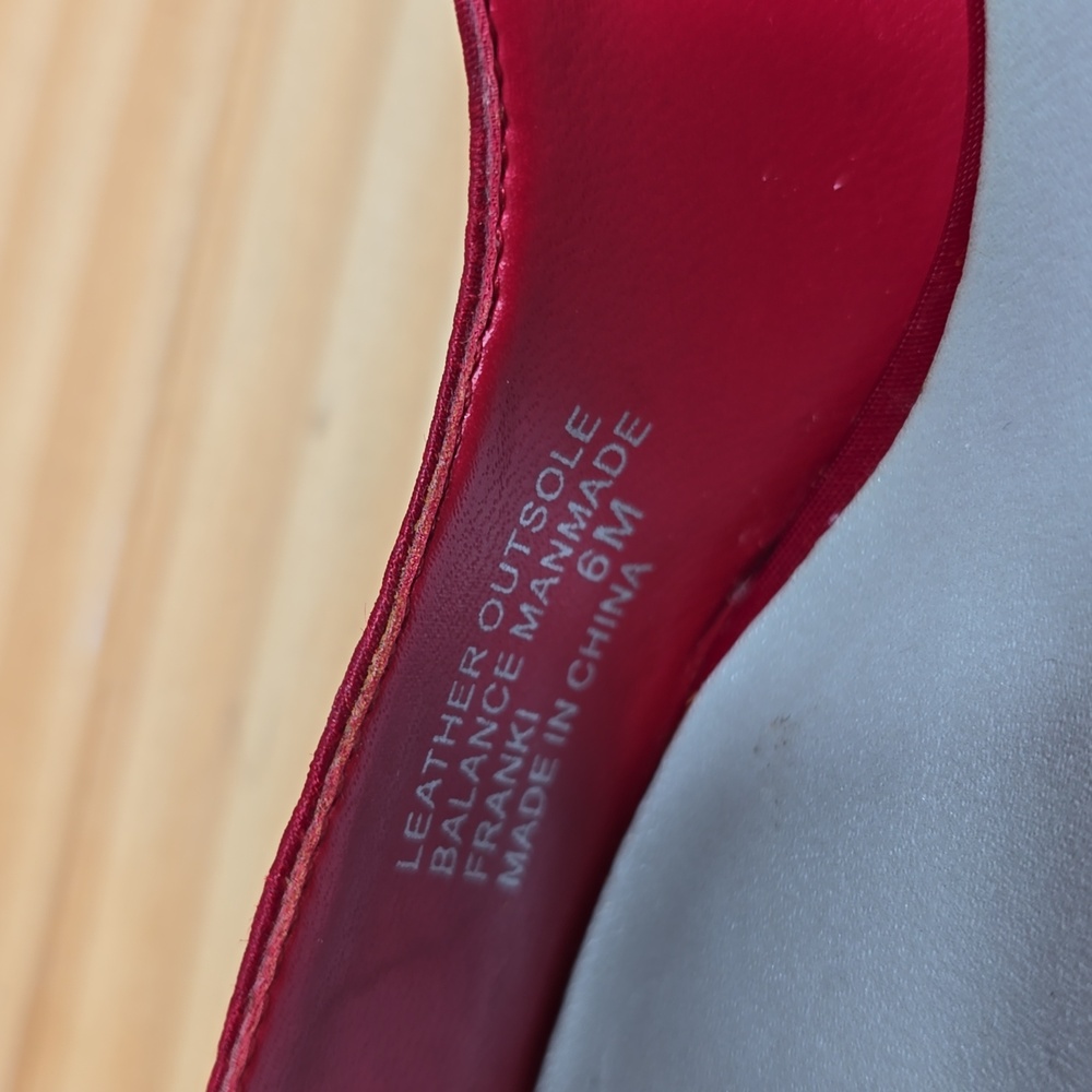 Womens Red Slingback Peep Toe Bling Heels Sz 6m - Picture 5 of 9